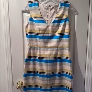Banana Republic Striped Midi Dress - Blue, Yellow, Black